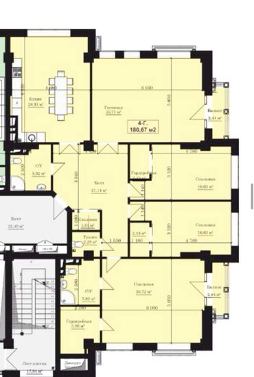 снять 4х комнатную квартиру: 4 комнаты, 180 м², Элитка, 12 этаж