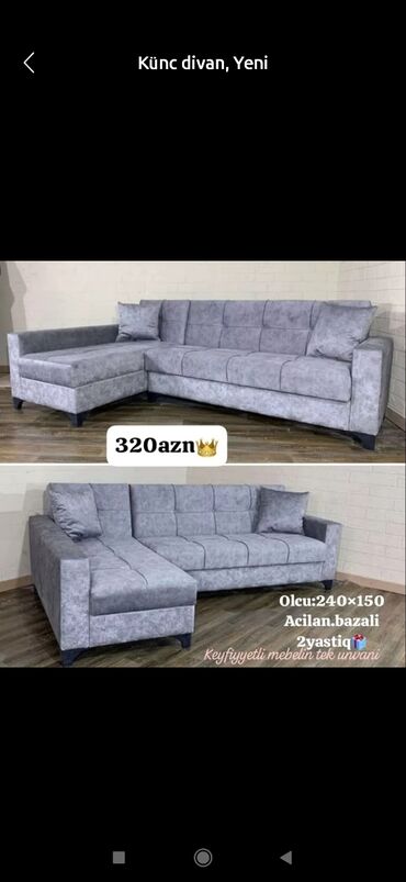 Divanlar: Künc divan, Yeni, Açılan, Bazalı, Parça, Şəhərdaxili pulsuz çatdırılma — 17