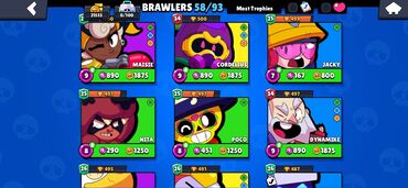 ps5 диски купить: Brawl Stars oyun hesabı - Brawlers: 58/93 - Kuboklar: müxtəlif