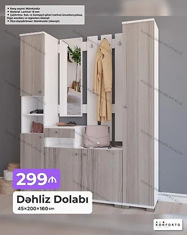Mebel: Dəhliz dolabı – 45×200×160 sm - Material: 18 mm laminat - Rəng — 1