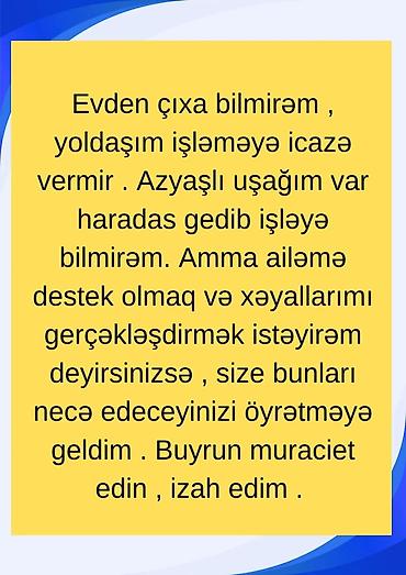 kreditlə təmir işləri: Xidmət: Evdən çıxmadan işləməyi öyrədən onlayn təlim Təsvir: - Evdən — 1