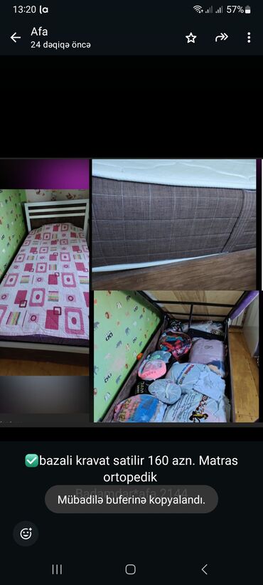 Кровати: ✅bazali kravat satilir 160 azn. Matras ortopedik 
Badamdar*afa 2144
