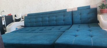 станок мебел: Угловой диван, цвет - Зеленый, Б/у