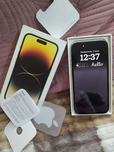 мониторы 34: IPhone 14 Pro, 128 ГБ, Золотой, Коробка, 80 %