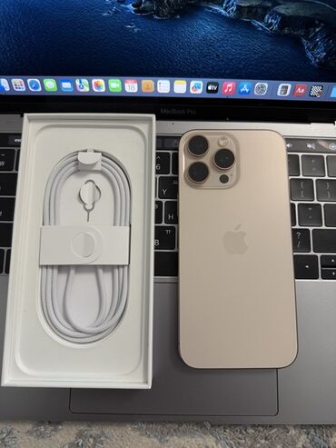 Apple iPhone: IPhone 16 Pro Max, Б/у, 256 ГБ, Desert Titanium, Кабель, В рассрочку, 100 %