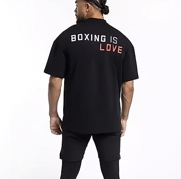 Футболка мужская Boxing Is Love - Цвет: черный - Принт: крупная at lalafo.kg Футболка мужская Boxing Is Love - Цвет: черный - Принт: крупная