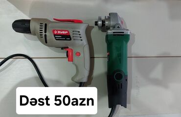 metal demir: Bu dəstə elektrik drel və bucaqlı cilalayıcı daxildir. Boz rəngli drel