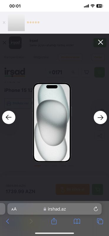 Apple iPhone: IPhone 15, 128 GB, Black Titanium, Barmaq izi, Face ID, Sənədlərlə