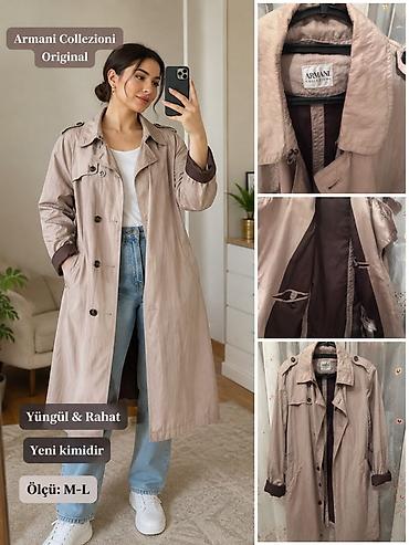 Armani Collezioni Original trench palto - Rəng: Açıq bej, içi qəhvəyi