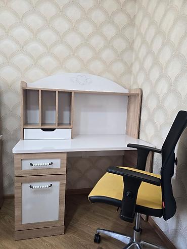 plastik lovhə: İki ədəd iş/ dərs masası və ofis kreslosu dəsti Masa: - Rəng: açıq — 2