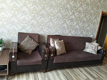 divan alan: Qonaq otağı dəsti – divan + 2 kreslo + orta stol - Rəng: tünd — 3