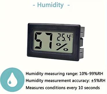 термометр: Rəqəmsal higrometr + termometr (mini LCD) Xüsusiyyətlər: - Eyni — 2
