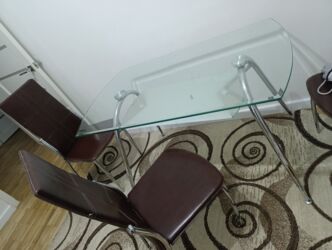 столовый гарнитур стол и стулья: Ашкана үстөлү жана отургуч, Колдонулган, түсү - Күрөң