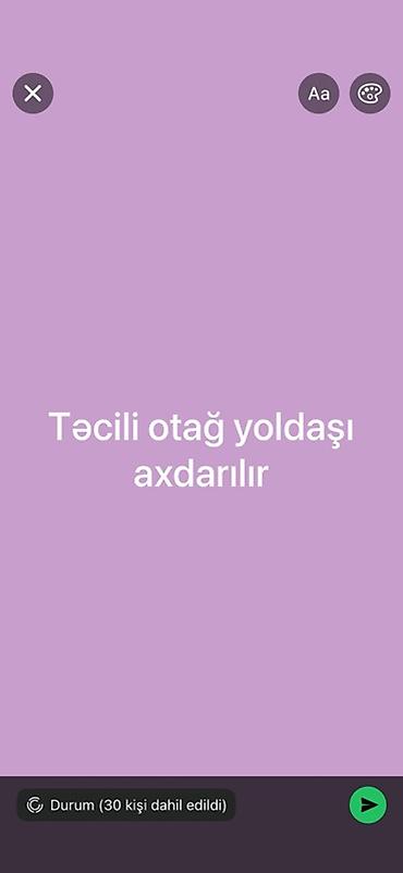 günü: Xidmət: Otaq yoldaşı axtarılır Təsvir: - Təcili olaraq mövcud — 1