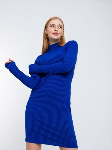 синее платье: Кече көйнөгү, Кыска модель, Жеңдери менен, S (EU 36), M (EU 38)