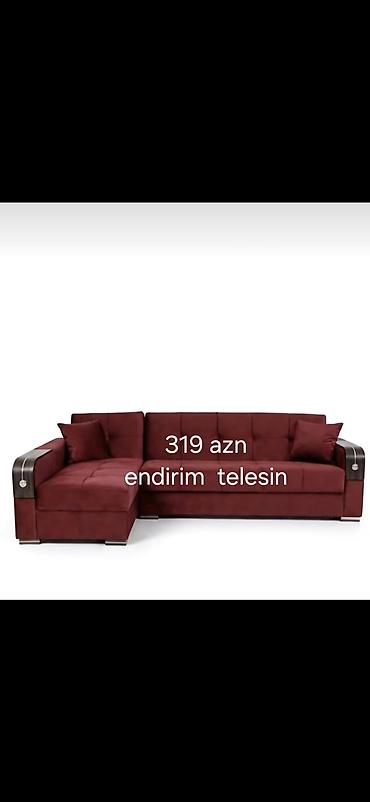 televizor mebelleri: Künc divan dəsti – yumşaq məxməri parça, müasir dizayn - L‑şəkilli — 1