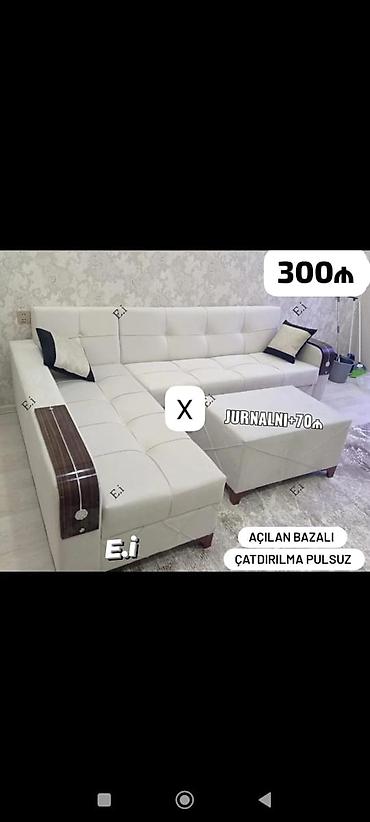 ucuz kunc divan: Məhsul: Modullu künc divan dəsti - Rəng: ağ (şokolad tonlu taxta — 1