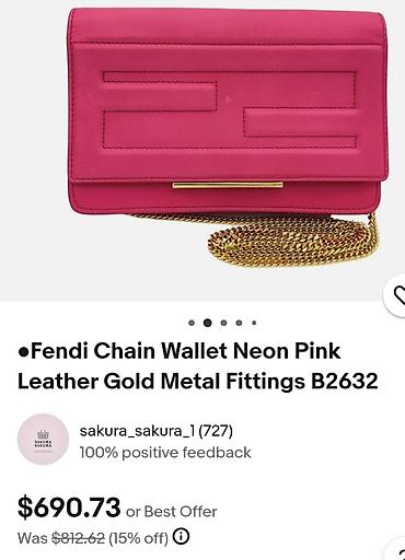 Lične stvari: Fendi Tube Leather Wallet on Chain, kožna pismo torba, kao novcanik — 2