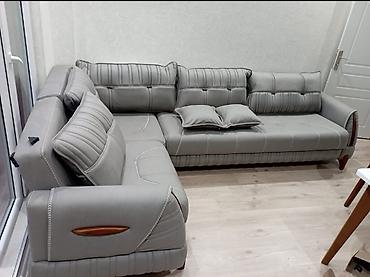 Divanlar: Razmer.2.3 Künc divan Rəng antrasit Materiyalı nabukdu 7 ədəd balışı — 1
