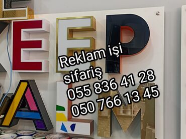 reklam isleri: Reklam, çap | Bannerlər, Qabarıq hərflər, Vinil