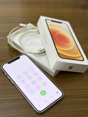 Apple iPhone: IPhone 12, 128 GB, White Titanium, Barmaq izi, Face ID, Simsiz şarj