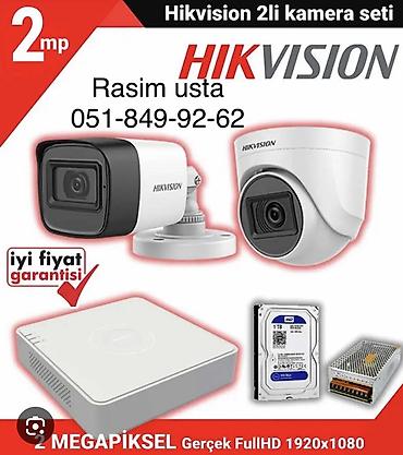 Hikvision 2-li kamera seti - 2 MP həqiqi Full HD (1920×1080) görüntü