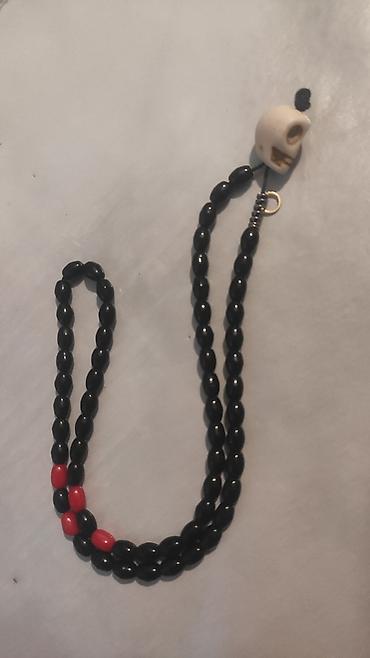 Qara muncuqlu təsbeh/aksesuar - Material: parlaq qara oval muncuqlar