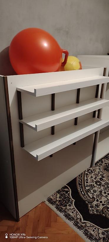 Salon, tibbi mebel: Ağ rəngli açıq rəfli şkaf sistemi - Material: laminat/LDSP ağ panel - — 5