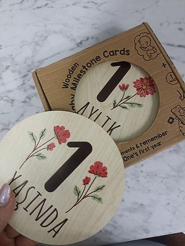 Ofis ləvazimatları: Taxta Körpə Mərhələ Kartları (Wooden Baby Milestone Cards) dəsti - — 1