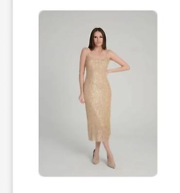 Zərif şam rəngi payetkali midi don - Model: incə askılı, bədənə