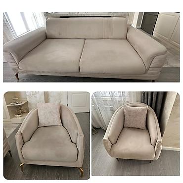 Yumşaq mebel dəsti satılır. Tərkib: - 1 ədəd 3 nəfərlik divan - 2