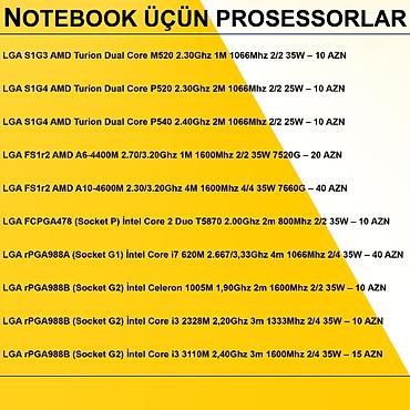 Prosessorlar: Notebook üçün Prosessorlar ⭐LGA S1G3 AMD Turion Dual Core M520 2.30Ghz — 2