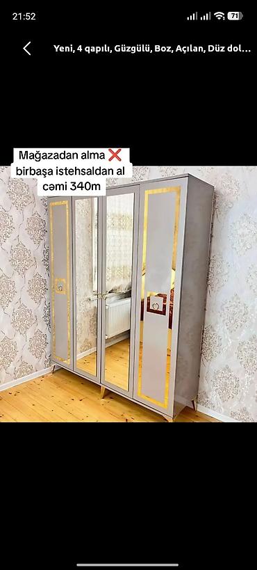 qapi ruckalari: Yeni, 4 qapılı, Güzgülü, Boz, Açılan, Düz dolab — 1