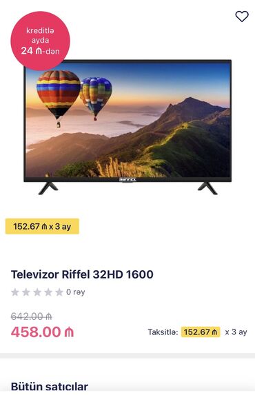 rəqəmsal: Yeni Televizor Riffle Led 82" HD (1366x768)