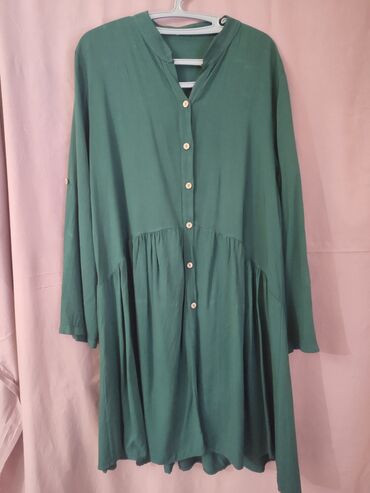 haljine od džinsa: One size, color - Green, Oversize, Long sleeves