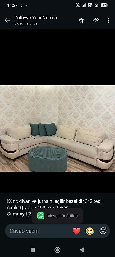 Künc divan ve jurnalni açilir bazalidir 3*2 tecili satilir.Qiymeti 400 lalafo.az -da Künc divan ve jurnalni açilir bazalidir 3*2 tecili satilir.Qiymeti 400
