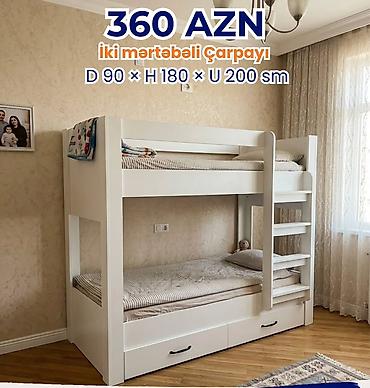 işlənmiş nərdivan: İki mərtəbəli çarpayı – 360 AZN Ölçülər: - Dərinlik: 90 sm - — 1