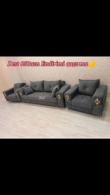 3-lü mebel dəsti – 850 AZN endirimli Tərkib: - 1 ədəd üçlü divan - 2
