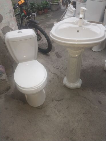 Кухонные краны: Hamam/sanitar qovşağı üçün keramika dəsti - Komplekt: ayaqüstü