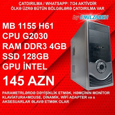 Masaüstü kompüterlər və iş stansiyaları: Masaüstü Kompüter "Qori DDR3 1155 H61/G2030/4GB Ram/128GB SSD" Ofis