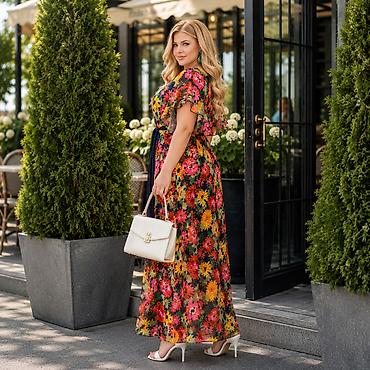 n maxi: Повседневное платье, Лето, Длинная модель, Шифон, Сарафан, XL, 2XL — 3