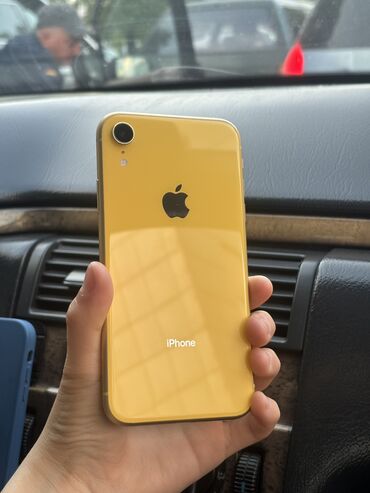 Apple iPhone: IPhone Xr, Б/у, 64 ГБ, Желтый, Защитное стекло, Чехол, 85 %