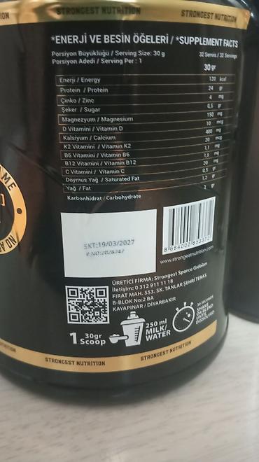 Protein: Strongest Nutrition %100 Whey Protein (Şokolad aromalı),Yenidir — 2