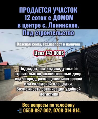 дом село кунтуу: 12 соток, Для бизнеса, Красная книга, Тех паспорт