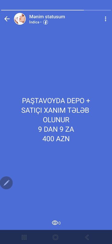 Satış: Işci qəbul olunur