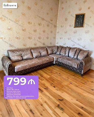 Künc divan - Ölçülər: 280 × 200 sm - Mexanizm: açılan, bazalı -