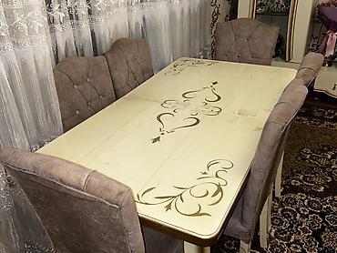 Qonaq otağı üçün, İşlənmiş, Açılan, Oval masa, 6 stul