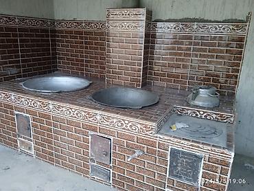 кухини мебел: Печь-очаг из кирпича с облицовкой керамической плиткой для — 5