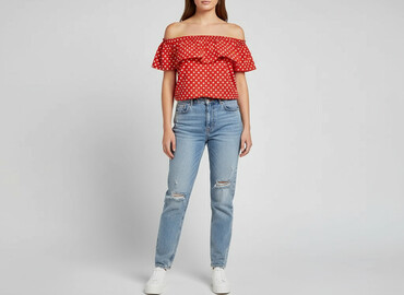 spódnice plisowane w grochy: Women's blouse, size S