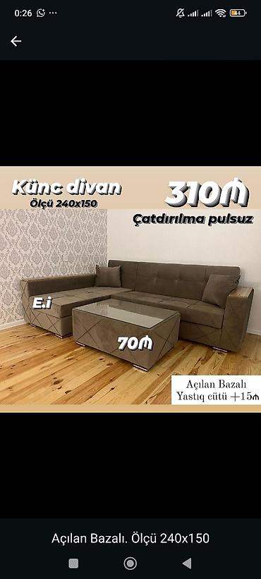 Künc divan – ölçü 240x150. - Açılan, bazalı konstruksiya - Yumşaq lalafo.az -da Künc divan – ölçü 240x150. - Açılan, bazalı konstruksiya - Yumşaq